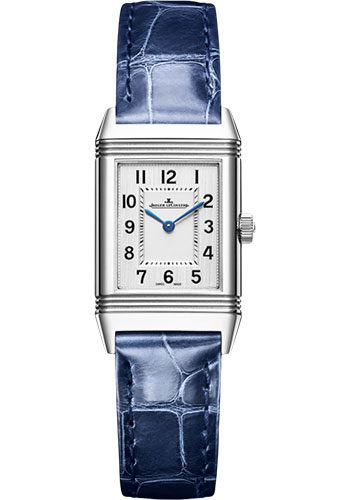 Jaeger-LeCoultre Reverso Classic Small Quartz - Stainless Steel Case - Silvered Grey Dial - Blue Strap