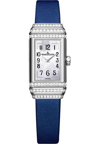 Jaeger-LeCoultre Reverso One Duetto Jewelry Watch - 36.3 mm White Gold Case - Mother-Of-Pearl Dial - Blue Satin Strap