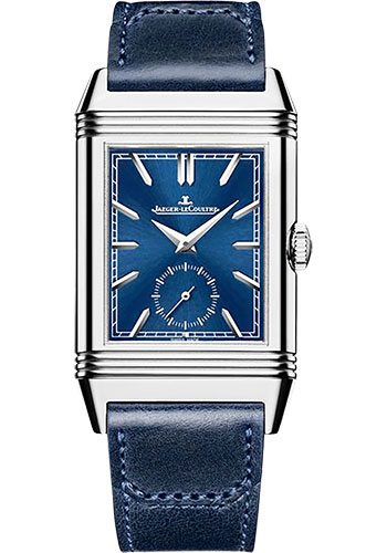 Jaeger-LeCoultre Reverso Tribute Duoface - Stainless Steel - Blue Dial - Blue Strap Watch - 47 x 28.3 mm Stainless Steel Case - Blue Front Dial - Blue Leather Strap
