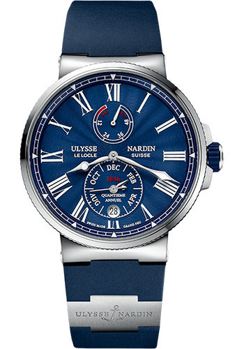 Ulysse Nardin Marine Chronometer Annual Calendar 43 mm - Steel Case - Blue Dial - Rubber Strap