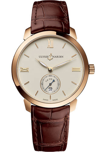 Ulysse Nardin Classico Manufacture 40 mm - Rose Gold Case - Eggshell Dial - Leather Strap