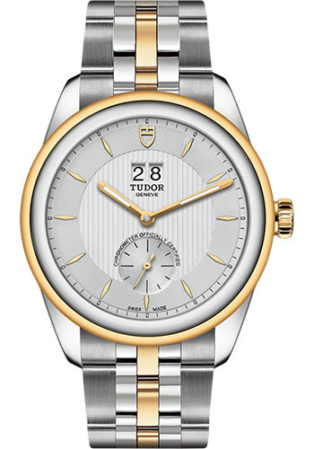 Tudor Glamour Double Date Watch - 42mm Steel and Gold Case - Silver Dial - Bracelet