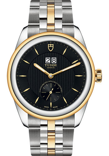 Tudor Glamour Double Date Watch - 42mm Steel and Gold Case - Black Dial - Bracelet