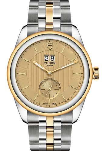 Tudor Glamour Double Date Watch - 42mm Steel and Gold Case - Champagne Dial - Bracelet