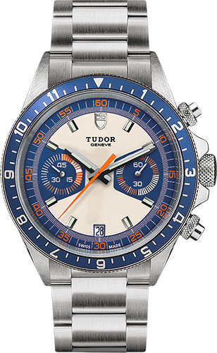 Tudor Heritage Chrono Watch - 42 mm Steel Case - Blue Bezel - Opaline-Blue Dial - Bracelet