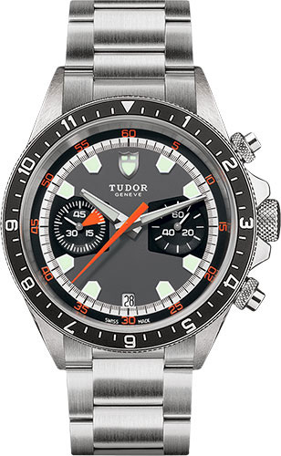 Tudor Heritage Chrono Watch - 42 mm Steel Case - Black Bezel - Grey-Black Dial - Bracelet