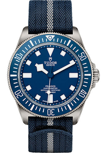 Tudor Pelagos FXD Watch - 42mm Titanium And Steel Case - Blue Bezel - Blue Dial - Fabric Strap