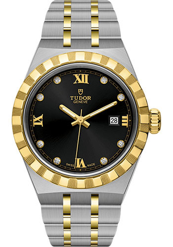 Tudor Tudor Royal Watch - 28mm Steel and Gold Case - Black Diamond Dial - Bracelet