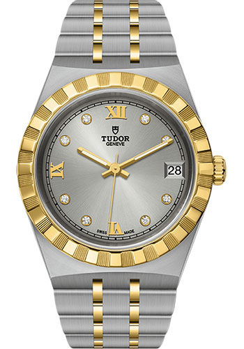 Tudor Tudor Royal Watch - 34mm Steel and Gold Case - Silver Diamond Dial - Bracelet