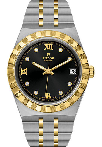 Tudor Tudor Royal Watch - 34mm Steel and Gold Case - Black Diamond Dial - Bracelet