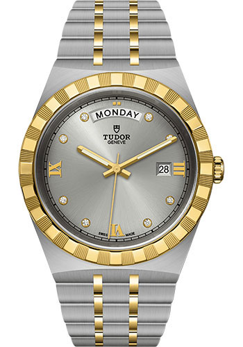 Tudor Tudor Royal Watch - 41mm Steel and Gold Case - Silver Diamond Dial - Bracelet