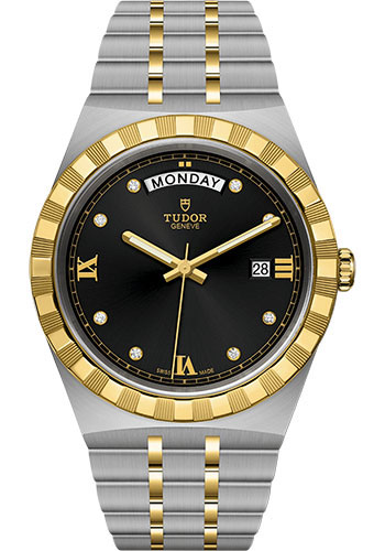 Tudor Tudor Royal Watch - 41mm Steel and Gold Case - Black Diamond Dial - Bracelet