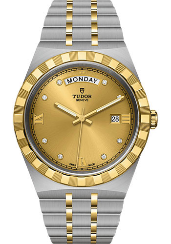 Tudor Tudor Royal Watch - 41mm Steel and Gold Case - Champagne Diamond Dial - Bracelet