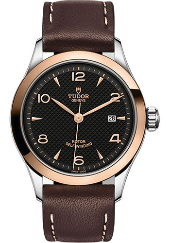 Tudor 1926 Watch - 28mm Steel and Gold Case - Black Dial - Brown Leather Strap