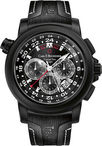 Carl F. Bucherer Patravi TravelTec Black Watch - Black And Steel Case - Black Dial - Steel Bracelet