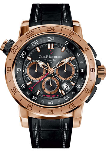 Carl F. Bucherer Patravi TravelTec II Watch - Rose Gold And Blackened Titanium Case - Black Dial - Rubber Strap
