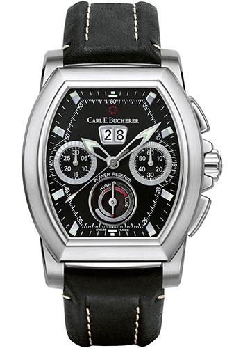 Carl F. Bucherer Patravi T-Graph Watch - Steel Case - Black Dial - Black Strap