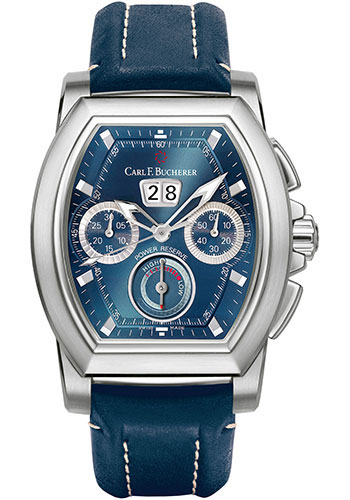 Carl F. Bucherer Patravi T-Graph Watch - Steel Case - Blue Dial - Blue Strap