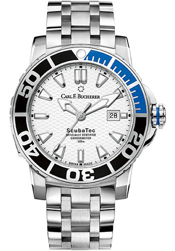 Carl F. Bucherer Patravi ScubaTec Watch - 44.6 mm Steel Case - Ceramic Bezel - Silver Dial