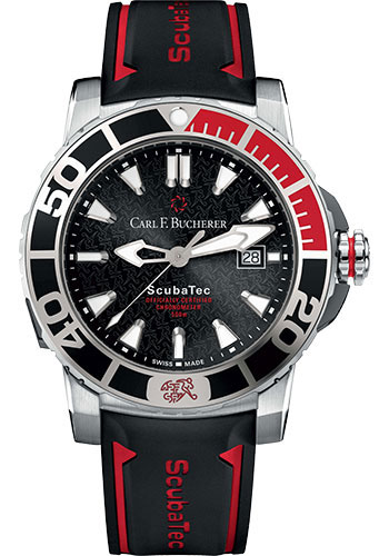 Carl F. Bucherer Patravi ScubaTec SFA Special Edition Watch - 44.6 mm Steel Case - Ceramic Bezel - Black Dial - Rubber Strap