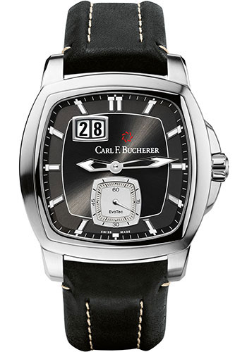 Carl F. Bucherer Patravi EvoTec BigDate Watch - Steel Case - Black Dial - Black Strap