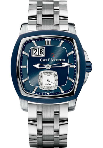 Carl F. Bucherer Patravi EvoTec BigDate Watch - Steel Case - Rubber Bezel - Blue Dial