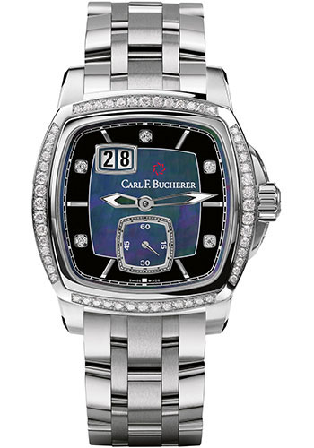 Carl F. Bucherer Patravi EvoTec BigDate Watch - Steel Case - Diamond Bezel - Mother-of-Pearl Diamond Dial