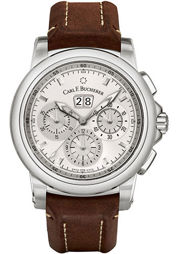 Carl F. Bucherer Patravi ChronoDate Watch - 44.6 mm Steel Case - Brown Dial - Brown Strap