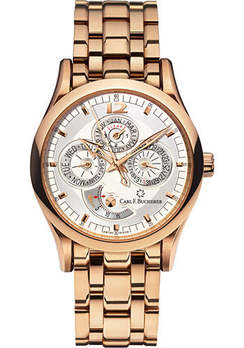 Carl F. Bucherer Manero Perpetual Watch - Rose Gold Case - Silver Dial
