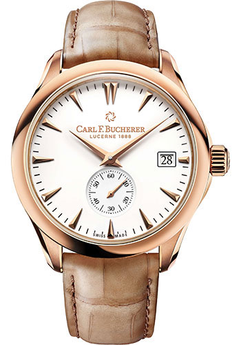 Carl F. Bucherer Manero Peripheral 43mm Watch - Rose Gold Case - White Dial - Light Brown Alligator Strap