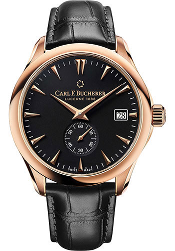 Carl F. Bucherer Manero Peripheral 43mm Watch - Rose Gold Case - Black Dial - Black Alligator Strap