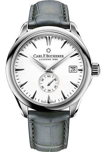 Carl F. Bucherer Manero Peripheral 43mm Watch - Steel Case - White Dial - Alligator Strap