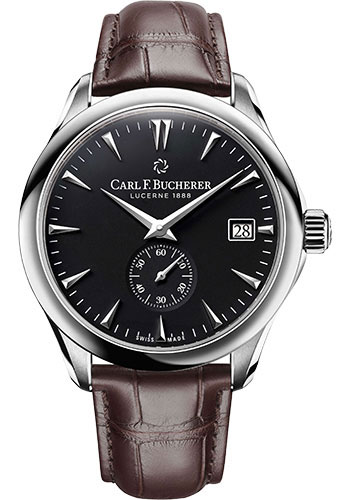 Carl F. Bucherer Manero Peripheral 43mm Watch - Steel Case - Black Dial - Alligator Strap