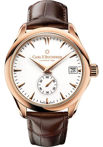 Carl F. Bucherer Manero Peripheral Watch - Rose Gold Case - White Dial - Alligator Strap
