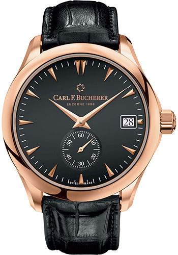 Carl F. Bucherer Manero Peripheral Watch - Rose Gold Case - Black Dial - Alligator Strap