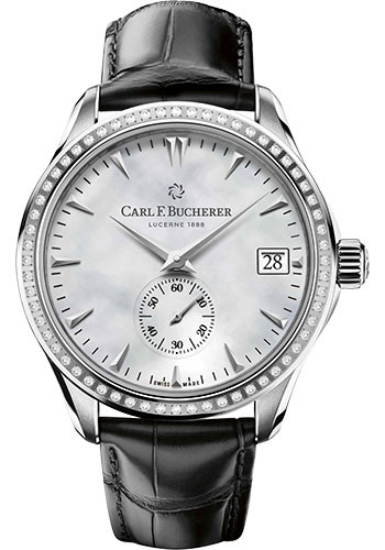 Carl F. Bucherer Manero Peripheral Watch - Steel Diamond Case - Mother-of-Pearl Dial - Alligator Strap