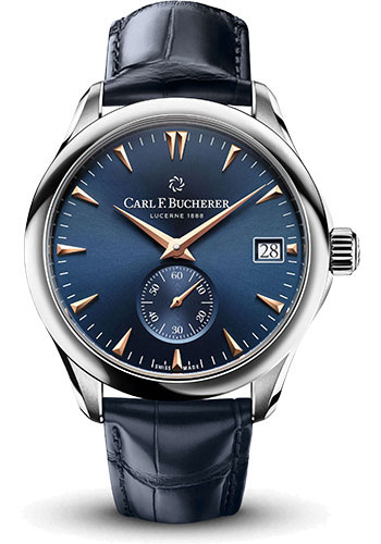 Carl F. Bucherer Manero Peripheral Boutique Edition Watch - Steel Case - Blue Galvanized Dial - Alligator Strap