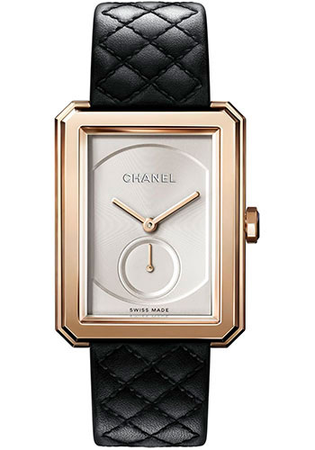 Chanel BOY·FRIEND Manual-Wind Watch - Large Beige Gold Case - Opaline Dial - Black Strap