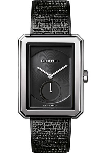 Chanel BOY·FRIEND TWEED Manual-Wind Watch - Large Steel Case - Black Dial - Steel Bracelet