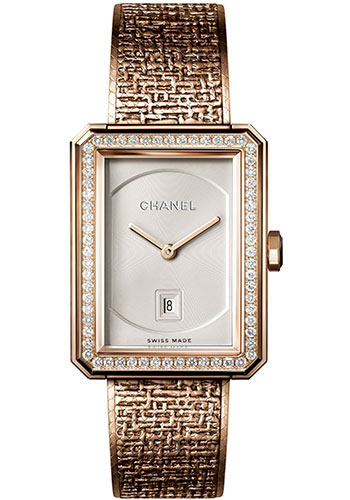 Chanel BOY·FRIEND TWEED Quartz Watch - Medium Beige Gold Case - Diamond Bezel - Opaline Dial - Beige Gold Bracelet