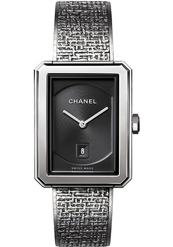 Chanel BOY·FRIEND TWEED Quartz Watch - Medium Steel Case - Black Dial - Steel Bracelet