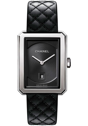 Chanel BOY·FRIEND Quartz Watch - Medium Steel Case - Black Dial - Black Strap