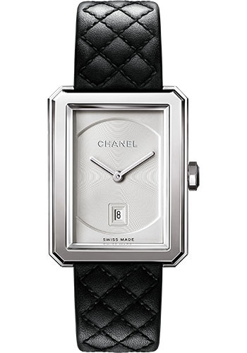 Chanel BOY·FRIEND Quartz Watch - Medium Steel Case - Opaline Dial - Black Strap