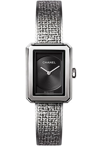 Chanel BOY·FRIEND TWEED Quartz Watch - Small Steel Case - Black Dial - Steel Bracelet
