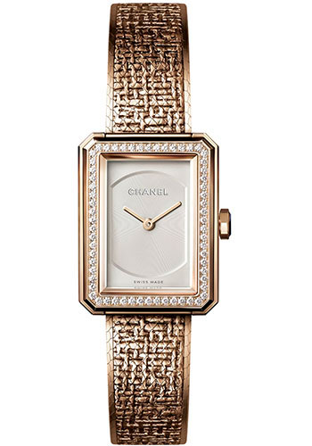 Chanel BOY·FRIEND TWEED Quartz Watch - Small Beige Gold Case - Diamond Bezel - Opaline Dial - Beige Gold Bracelet