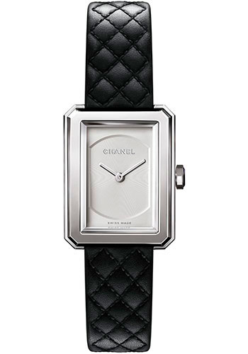 Chanel BOY·FRIEND Quartz Watch - Small Steel Case - Opaline Dial - Black Strap
