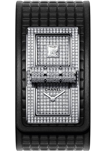 Chanel CODE COCO Quartz Watch - White Gold Case - Diamond Bezel - Double White Gold Dial - Black Strap Limited Edition of 20
