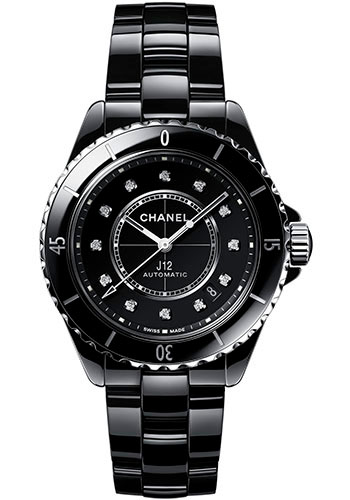 Chanel J12 Automatic Watch - 38mm Black Ceramic And Steel Case - Black Diamond Dial - Black Ceramic Bracelet