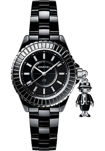 Chanel Mademoiselle J12 Acte II Quartz Watch, 33 mm - 33mm Black Ceramic And White Gold Diamond Case - Black Diamond Dial - Black Ceramic Bracelet