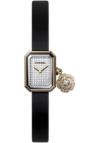 Chanel Première Extrait de Camélia Quartz Watch - Yellow Gold Diamond Case - Black Rubber Strap Limited Edition of 1,000